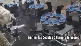 Bếp Gas Tích Hợp 5 Đầu Đốt Bề Mặt Kính Cường Lực Đánh Lửa Điện Tử Cơ Điều Khiển Núm Hi