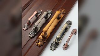 Tay nắm cửa lộ đồng cổ Châu Âu, cửa lớn, cửa gỗ, tay nắm cửa đôi, vô hình