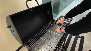 Bếp nướng than ngoài trời, bếp nướng BBQ sân biệt thự, dùng cho 5-10 hộ gia đình, có mái che rộng, chống