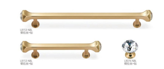 Phong cách châu Âu mới Luxury Zinc Alloy Brushed Nickel Gold Straight Bar Cabinet Door Hardware Interior Closet Knurled Hand