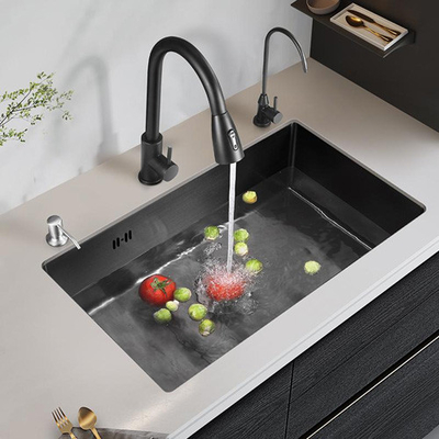 Đồ bơi đa chức năng lớn chống trầy xước LED màn hình kỹ thuật số Thép không gỉ Thủy thác bếp Thợ rửa với cốc Wa