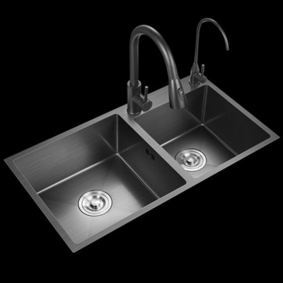 Nhập khẩu đơn giản thiết kế tùy chỉnh hiện đại hình chữ nhật kim loại đồng Chrome hai bồn rửa nhà bếp cho sử dụng tại nhà