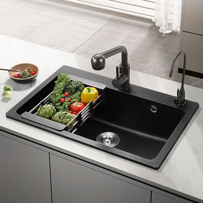 Máy rửa nhà bếp đa chức năng 304 thép không gỉ Máy rửa nhà bếp Máy rửa nước hiện đại Đen thác nước mưa Nhà bếp một bát