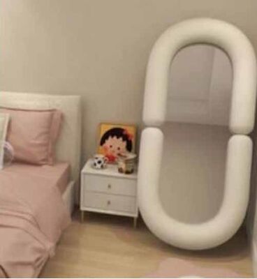 Wall Mounted Asymmetrical Walnut Wood Framed Bathroom Mirror Rustic Farmhouse Decor Mirror for Bedroom Living Room Entryway