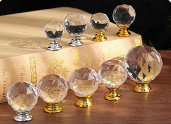 Light Luxury Furniture Cabinet Drawer Crystal Handle Gold Clear Wardrobe Pull Knob