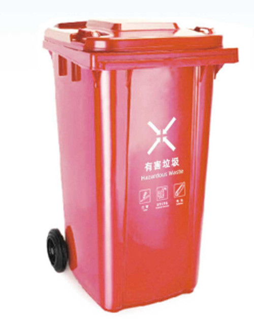 Nhà sản xuất 120l 240l 360l 660l 1100l thùng rác ngoài trời lớn bằng nhựa có bánh / thùng rác / thùng rác để bán