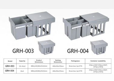 Nhựa ABS tích hợp trong bàn Thùng rác nhà bếp Tuổi thọ cao Màu xanh xám