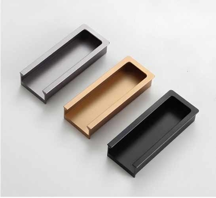 Giữ tay cầm nhôm ẩn Văn phòng phòng tắm trung tâm tủ cửa khóa nút kéo tay cầm đồ nội thất màu đen